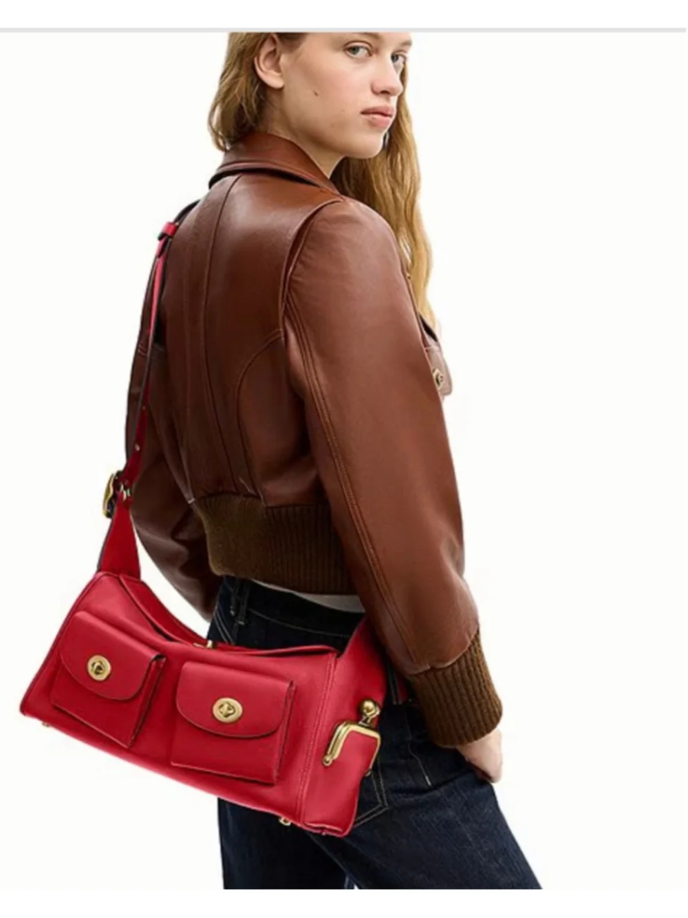 Coach Originals Turnlock Haversack Leather Shoulder Bag - Scarlett